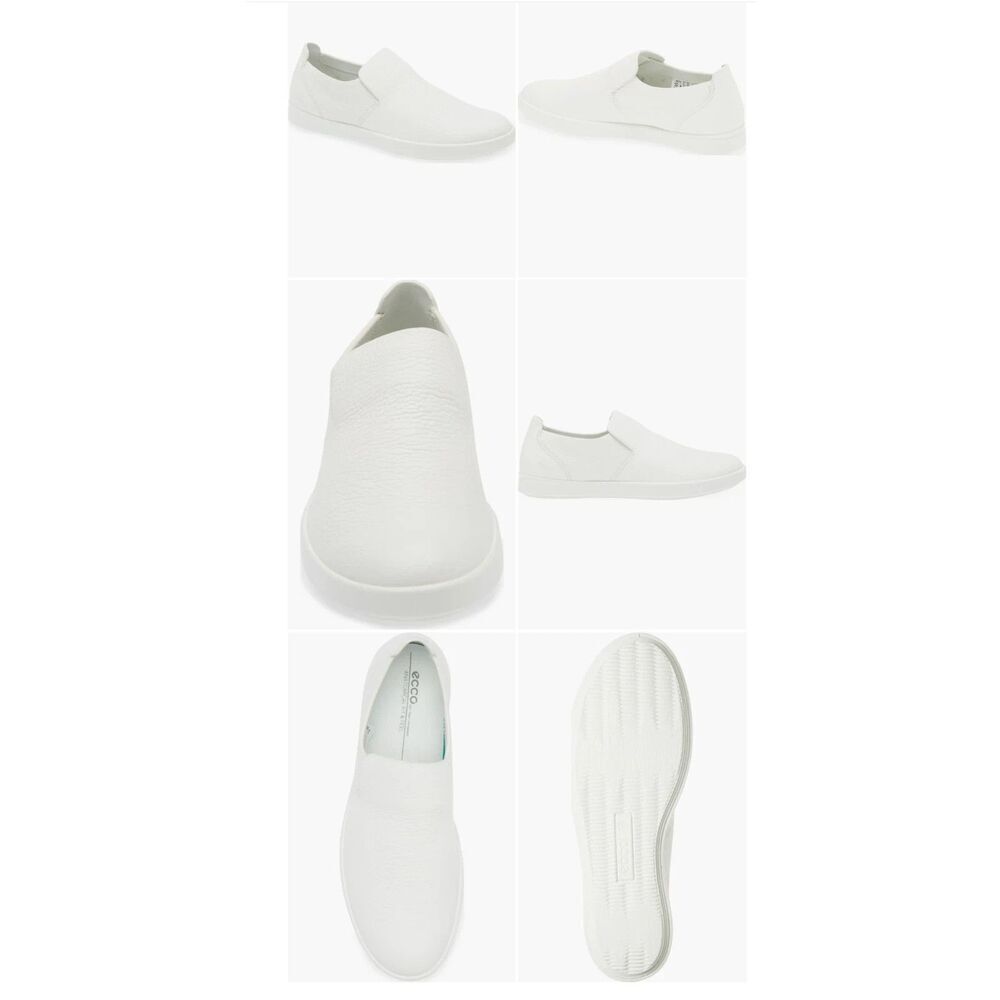 New Ecco Leisure Women Slip On Sneakers Leather White Casual Shoes 41/10-10.5